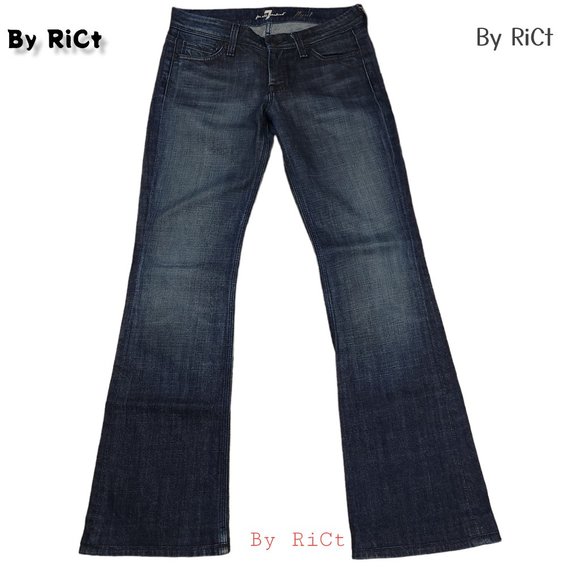 7 For All Mankind Flynt Bootcut Women's Jeans Size 27x30 Flare Low Rise Zip Blue - Picture 5 of 9